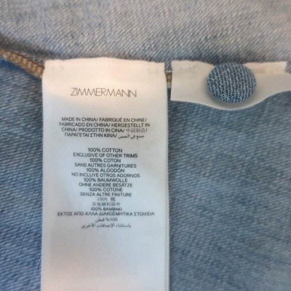 Zimmermann Lucky Denim Midi Dress Skylark Blue Cotton Size 1 - Picture 7 of 8